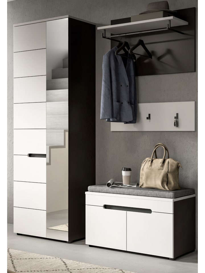 Garderoben-Set 4-teilig in weiß, grau 160 cm, Kombination mit Soft-Close