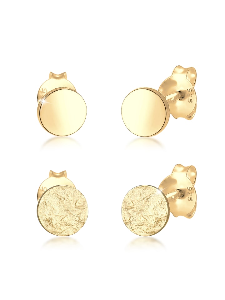 Ohrringe 925 Sterling Silber Geo, Kreis in Gold