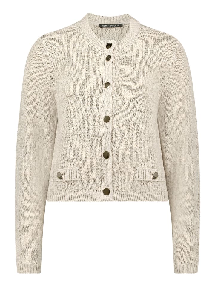 Strick-Cardigan mit aufgesetzten Taschen in Grau Beige