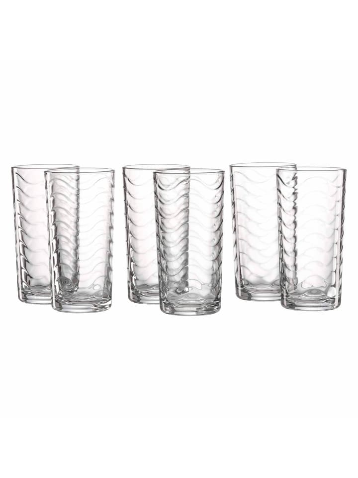 6er Set Longdrinkgläser WAVE in Transparent 250 ml