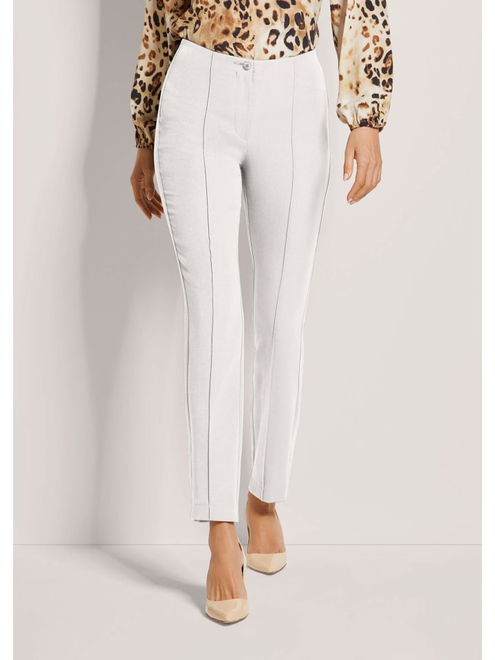 Slim Fit Stretchhose mit Biesen in wollweiß