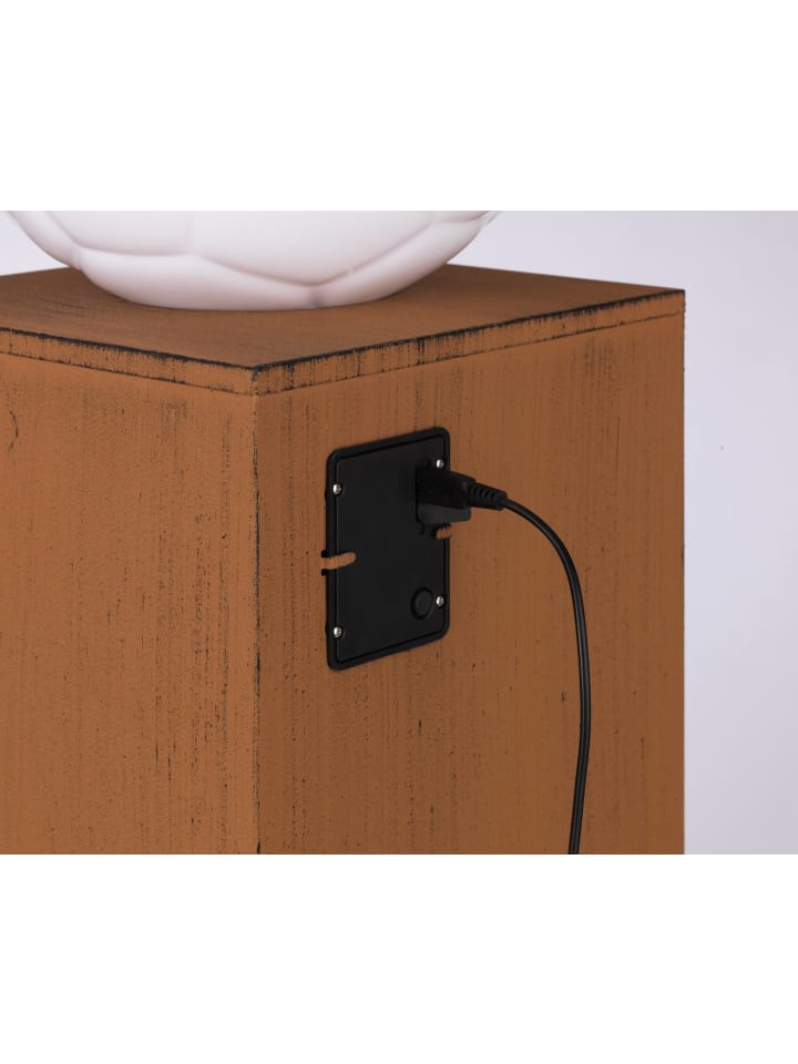 LED-Dekosäule Rost-Optik 84cm 3V braun mit Leuchtkugel Braun