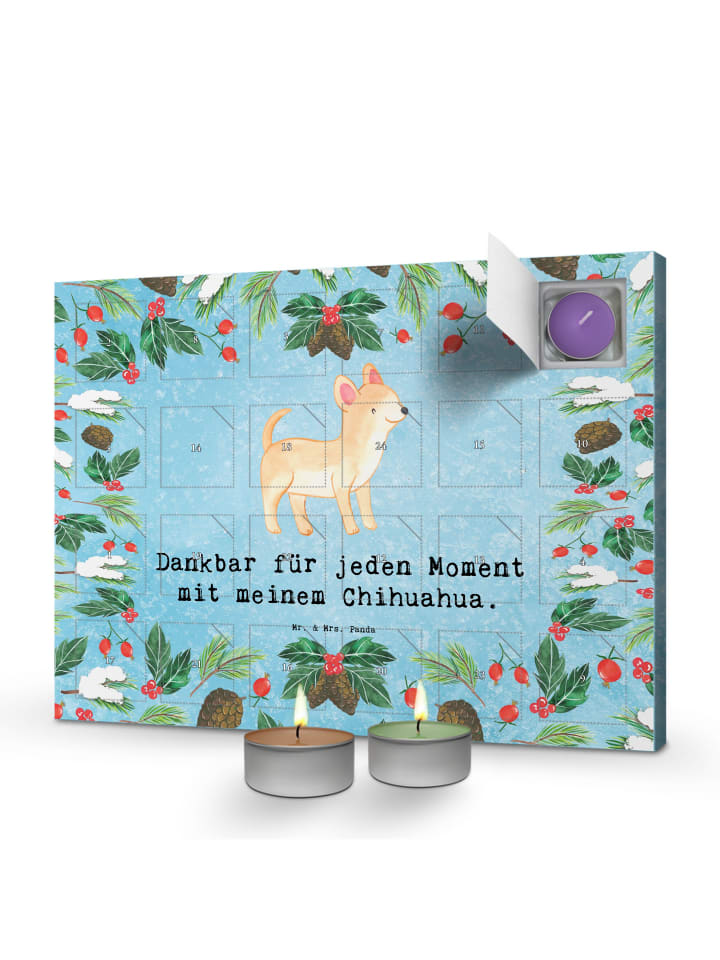 Adventskalender Chihuahua Moment mit Spruch in Eisblau