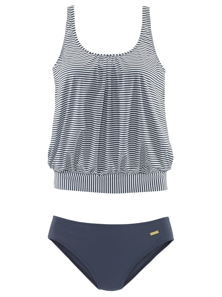 Oversize-Tankini in marine-gestreift
