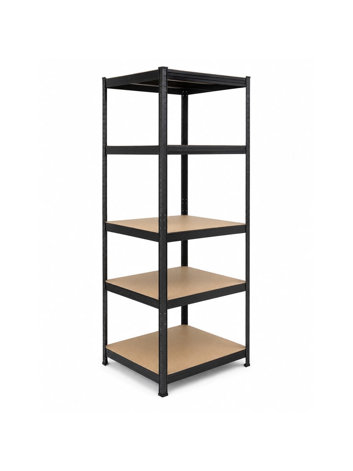 Schwerlastregal in Schwarz/ Braun - (B)80 x (H)200 x (T)60 cm