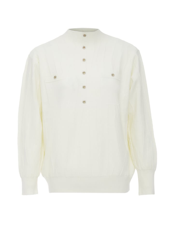 Damen Strickpullover in Wollweiss