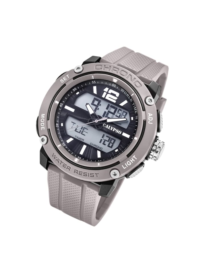 Analog-Digital-Armbanduhr Calypso Digital grau extra groß (ca. 52mm)
