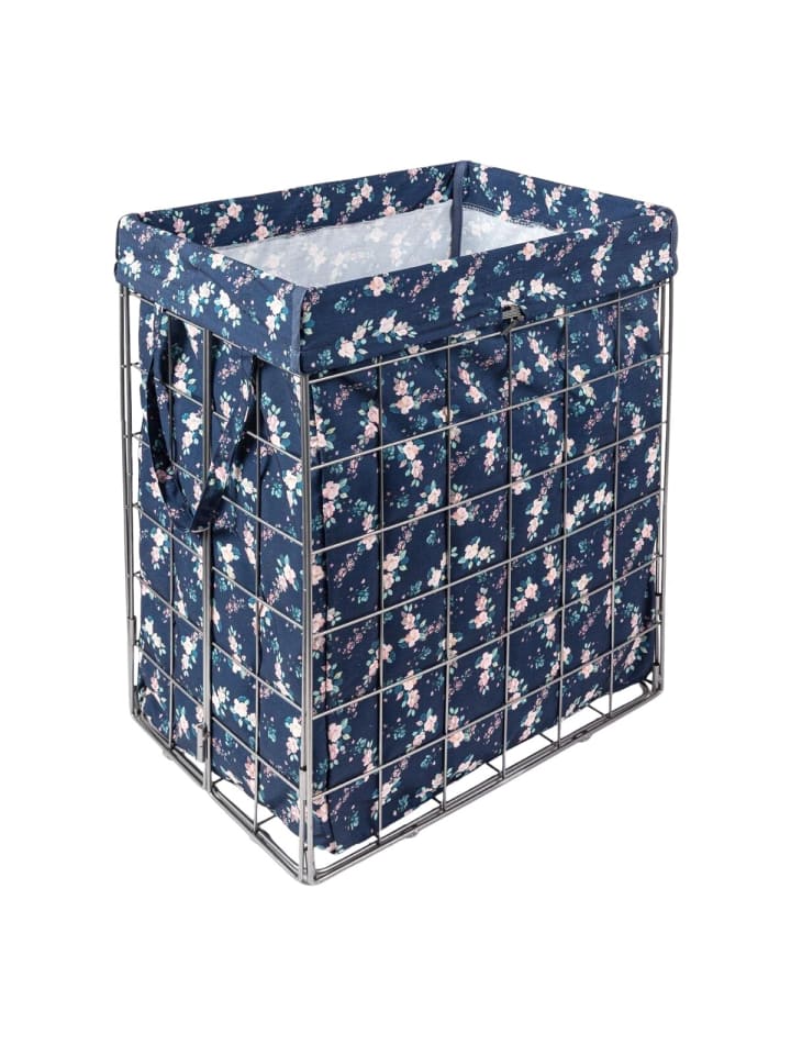 Wäschesammler 90 Liter Volumen mit Metallgestell und herausnehmbarem in Blau