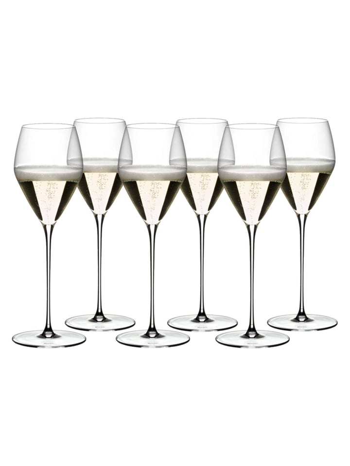 6er Set Champagner Weingläser Veloce in Transparent 327 ml