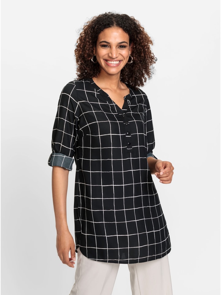 Bluse in schwarz-weiß-kariert