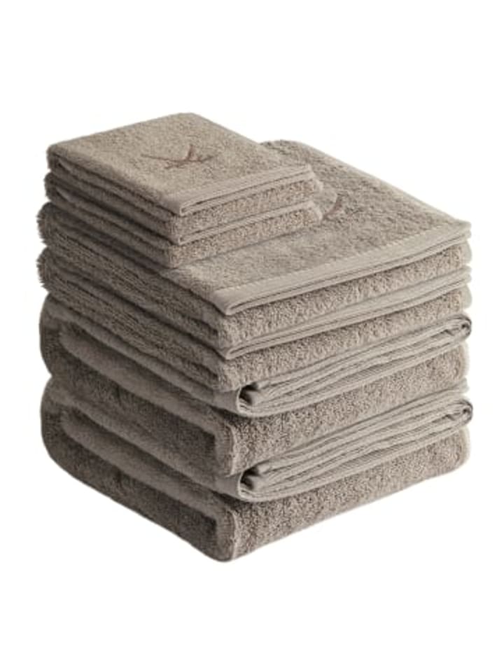 6-teiliges Set:Handtuch Frottier-Serie "Classic" in Taupe