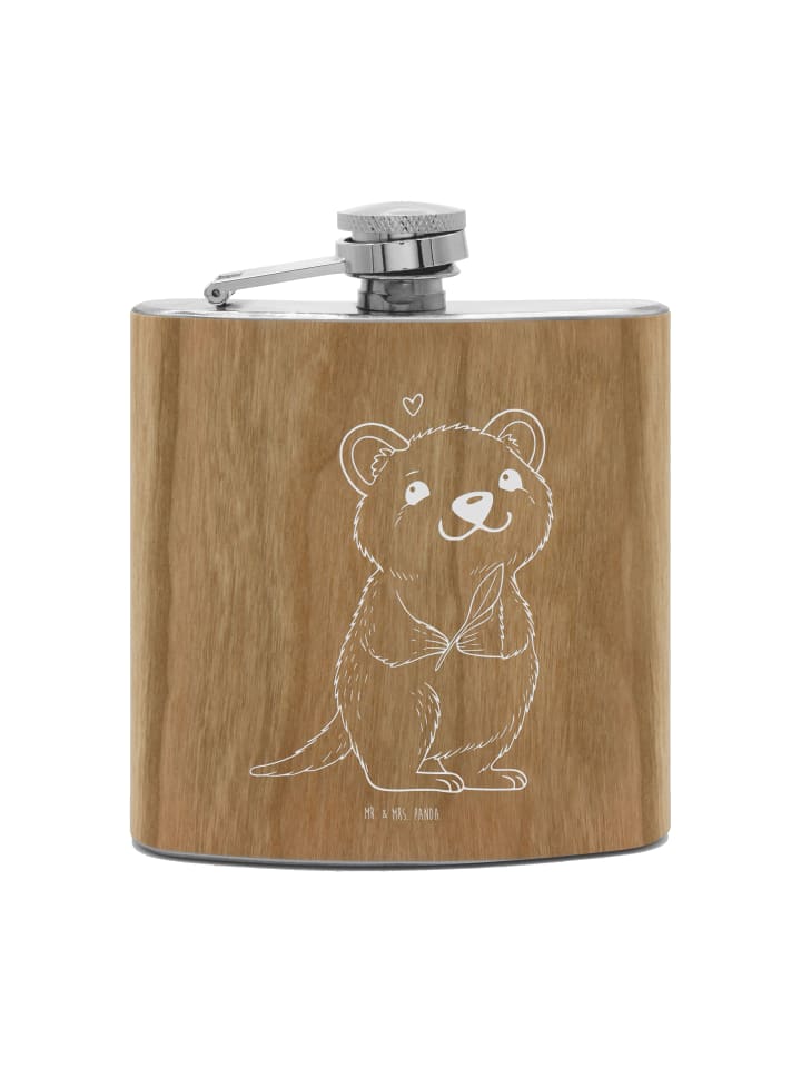 Flachmann Quokka Happy ohne Spruch in Braun