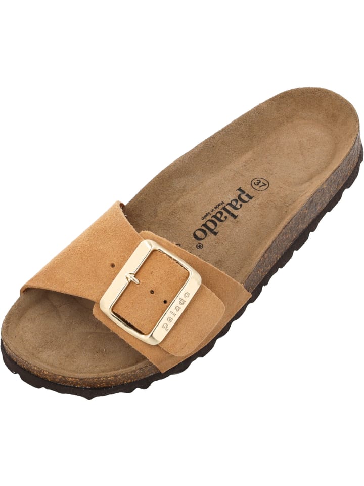 Pantoletten Malta EGS Velours Premium Leather in Hellbraun
