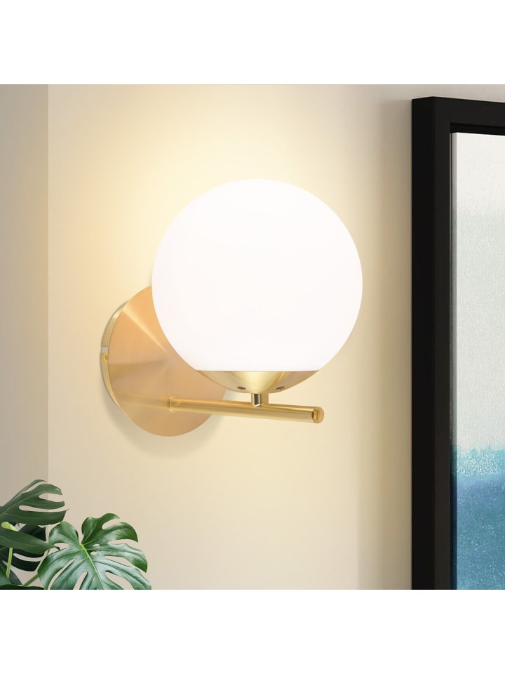 Wandleuchte 1-flammige E27 in gold Moderne weiß Glaskugel Design Max.40W