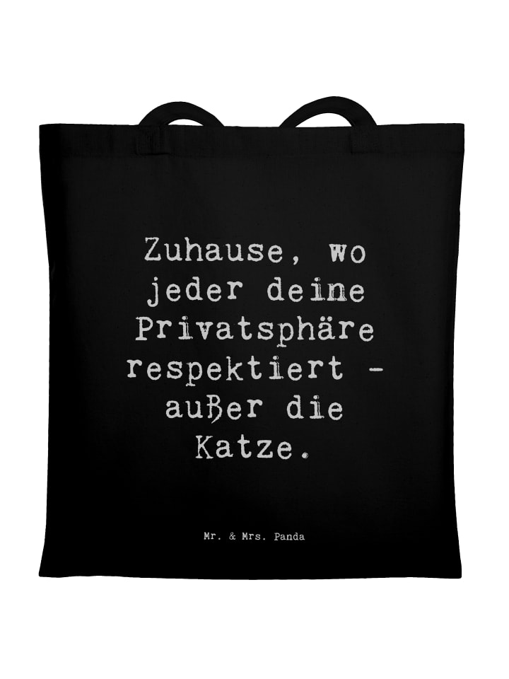 Tasche Spruch Geborgenheit im Zuhause mit Spruch in Schwarz