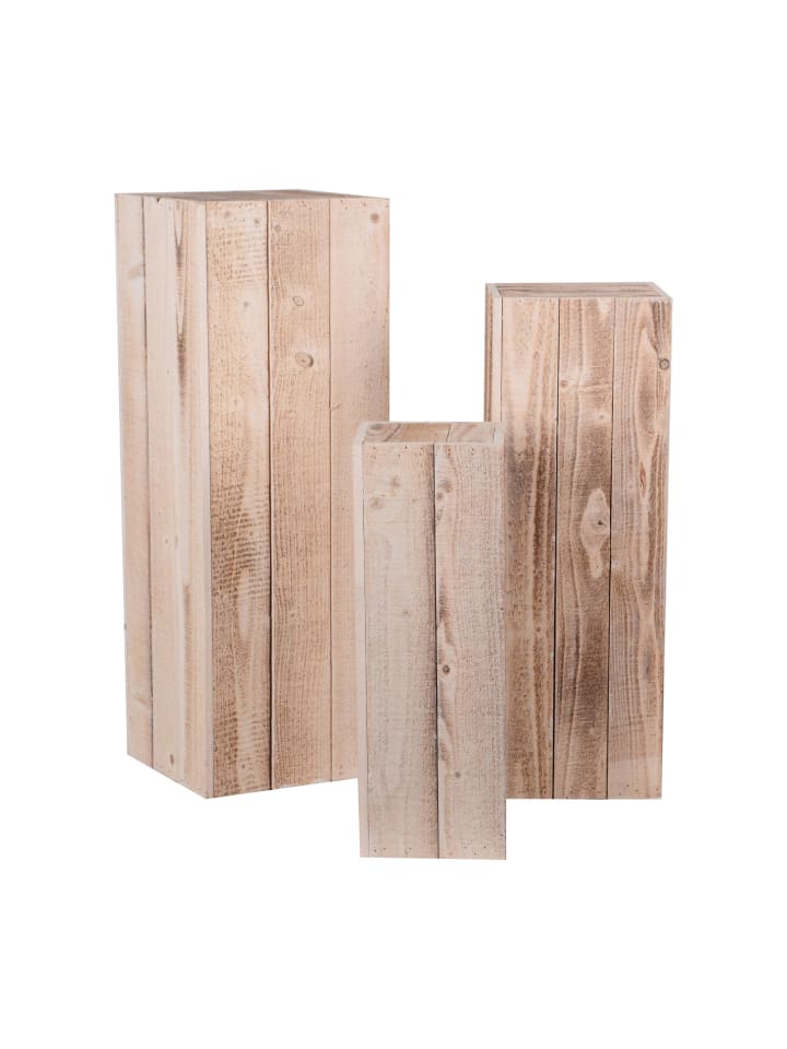 3er Set Holzsäulen in Weiß