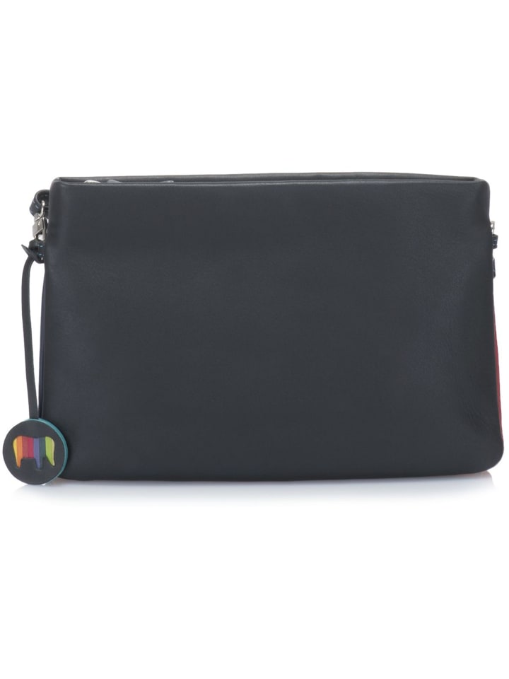 Umhängetasche Leder 25 cm black/pace