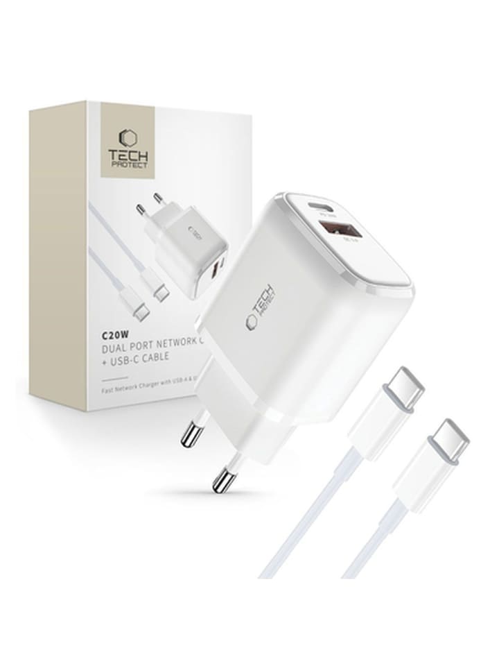 Tech Protect C20W USB-C PD 20 W USB-A QC 3 0