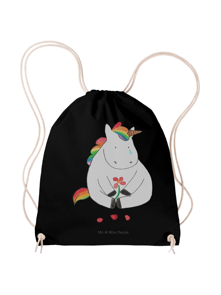 Sportbeutel Einhorn Traurig ohne Spruch in Schwarz