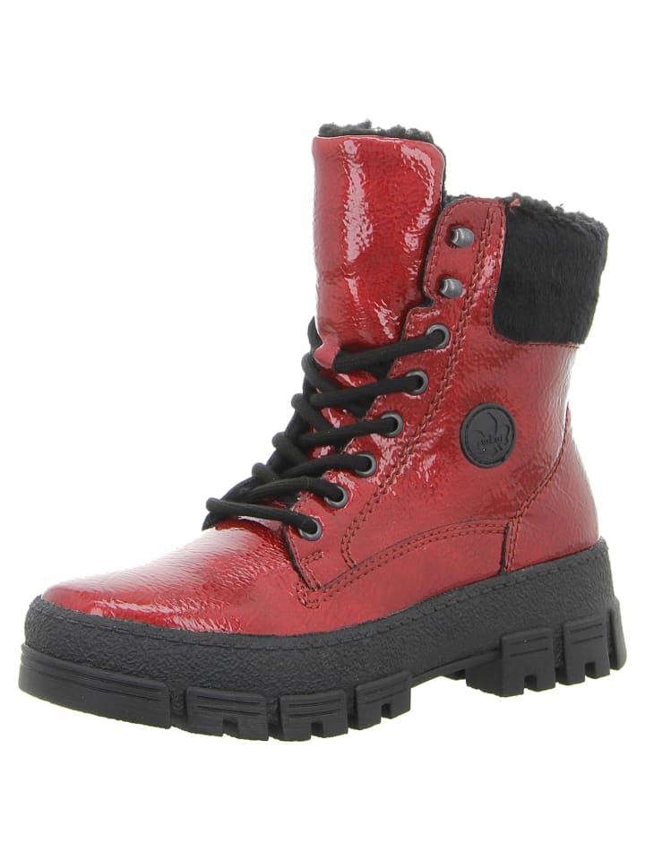 Schnürstiefelette in rot
