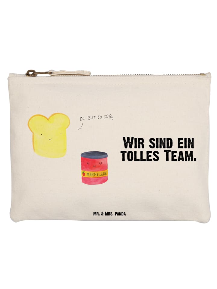 Waschbeutel Toast Marmelade mit Spruch in Weiß