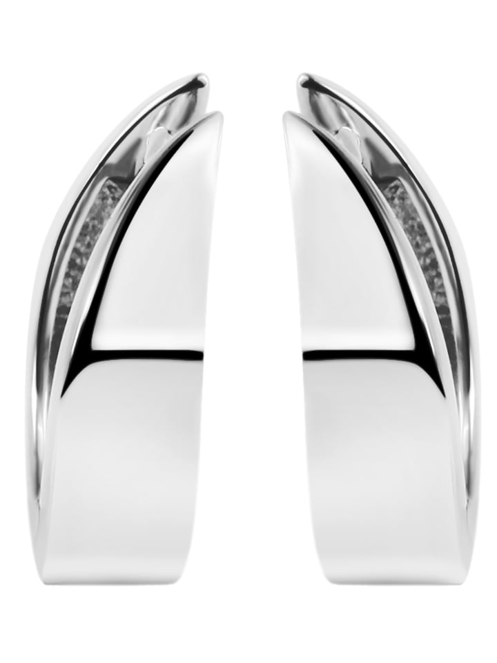 Damen Ohrringe – Klappcreole aus 925 Silber mit Zirkonia in silber