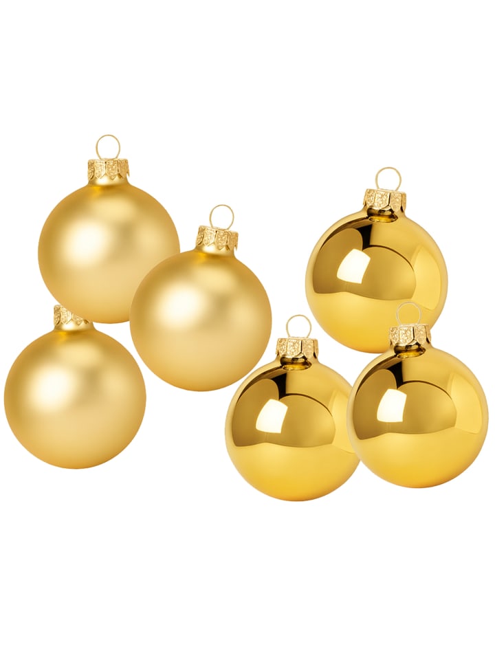 6er Set Weihnachtskugeln Baumkugeln Glas D: 8cm in gold
