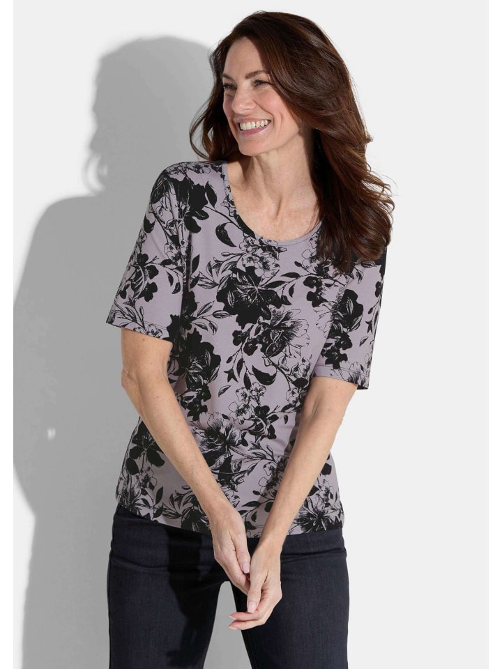 Kurzgröße: Shirt in grau / schwarz / gemustert