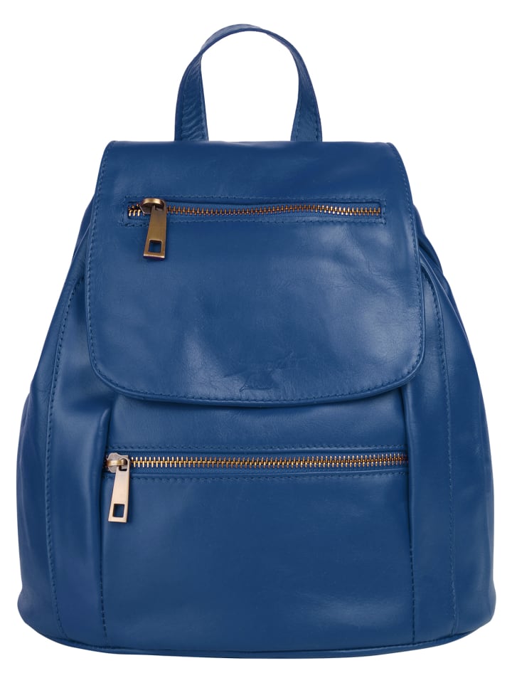 City-Rucksack echt Leder in blau