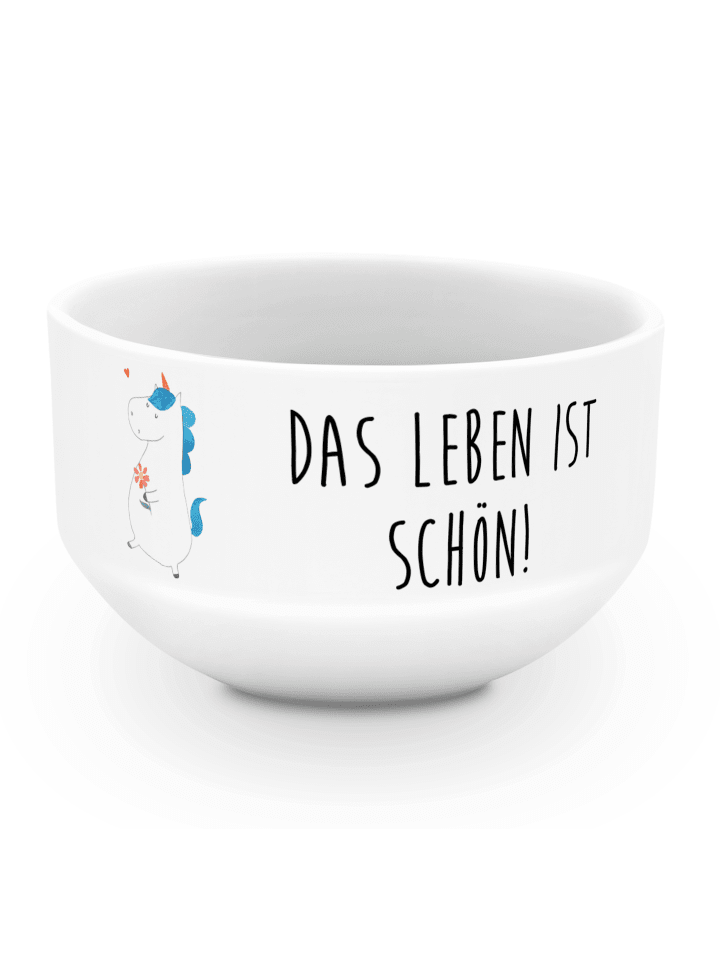 reisschale Einhorn Spaziergang mit Spruch in Weiß