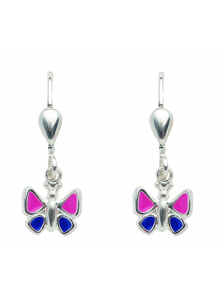 Damen 925 Silber Ohrringe / Ohrhänger Schmetterling in silber