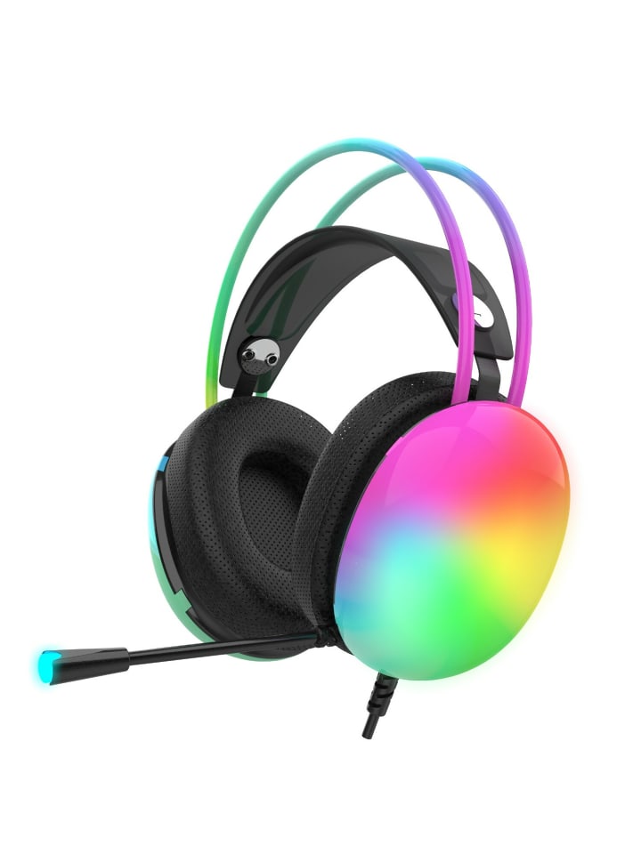 Kopfhörer mit Mikrofon Gaming Headset 7.1 Virtual Surround RGB in Schwarz