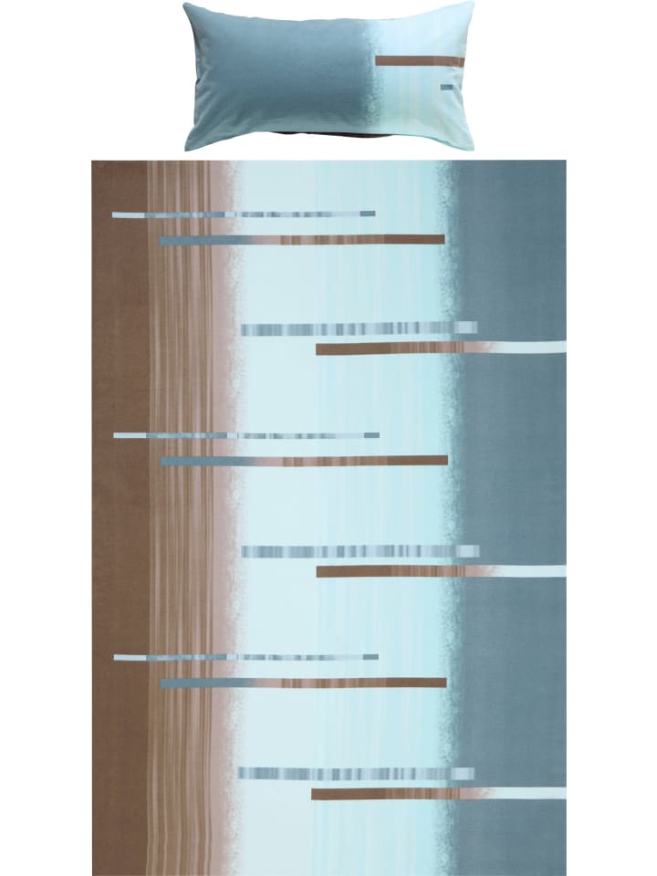 Edel Flanell Bettwäsche in blau-braun