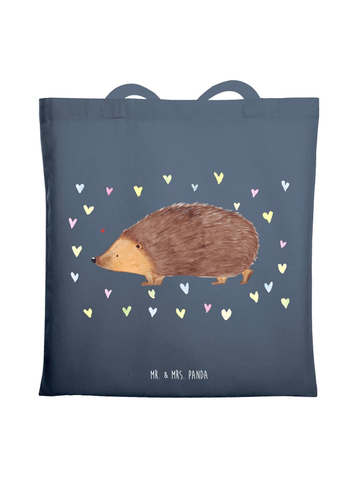 Shopping Tasche Igel Herzen ohne Spruch in Indigo Blue