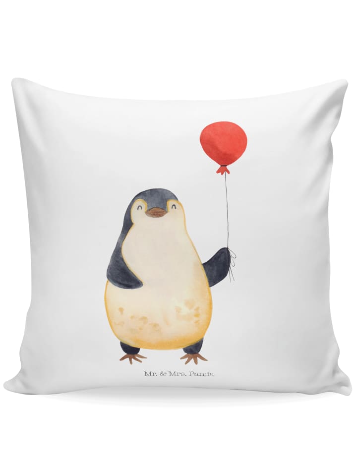 Sofakissen Pinguin Luftballon ohne Spruch in Weiß