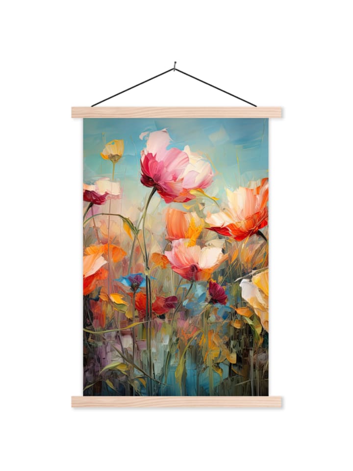 Poster mit Leiste Bunte Blumen