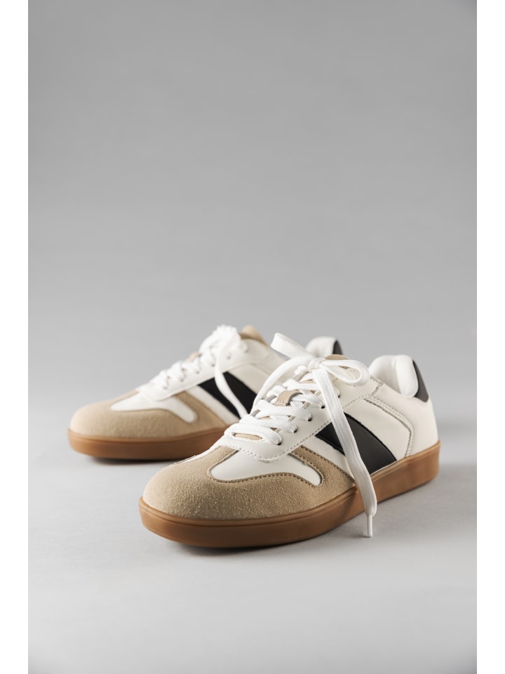 Sneaker in weiß-beige-schwarz