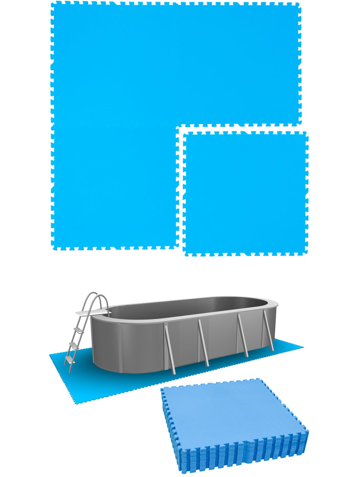 4 Sets Poolmatte 81x81cm Blau blau