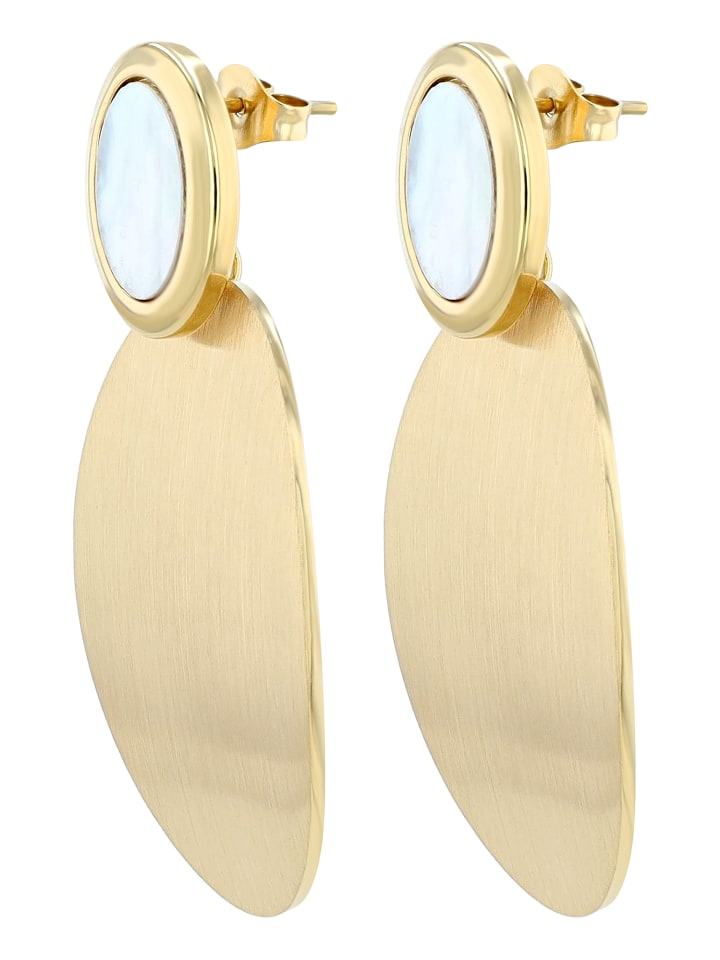 Damen Ohrringe – Ohrstecker aus Edelstahl mit Perlmutt in gold