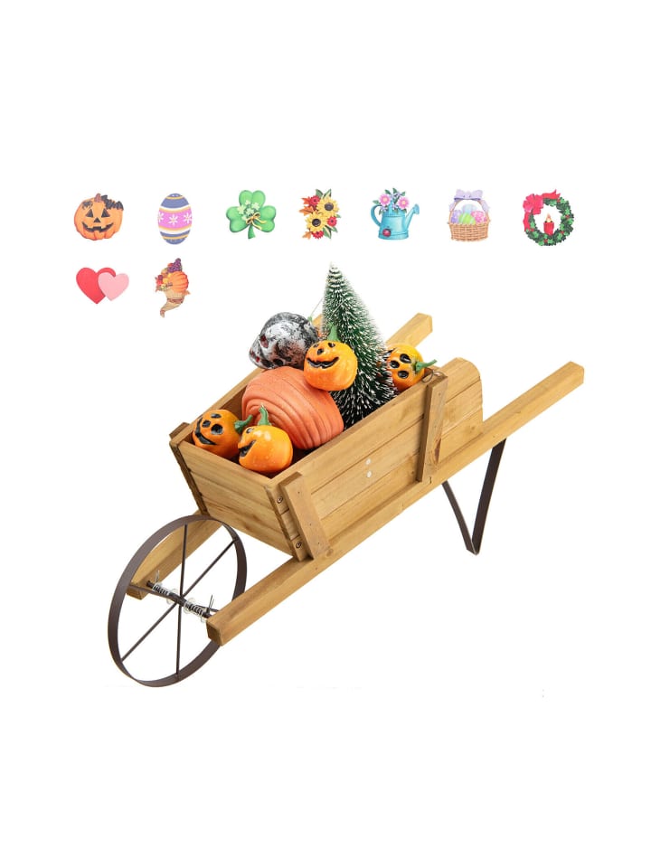 Blumenwagen mit 9 Zubehör in Hellbraun