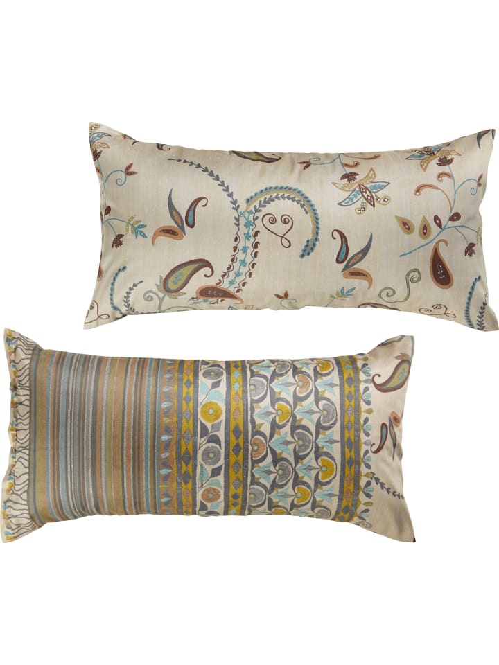 Fein Satin Kissenbezug Lilith in natur-beige-braun