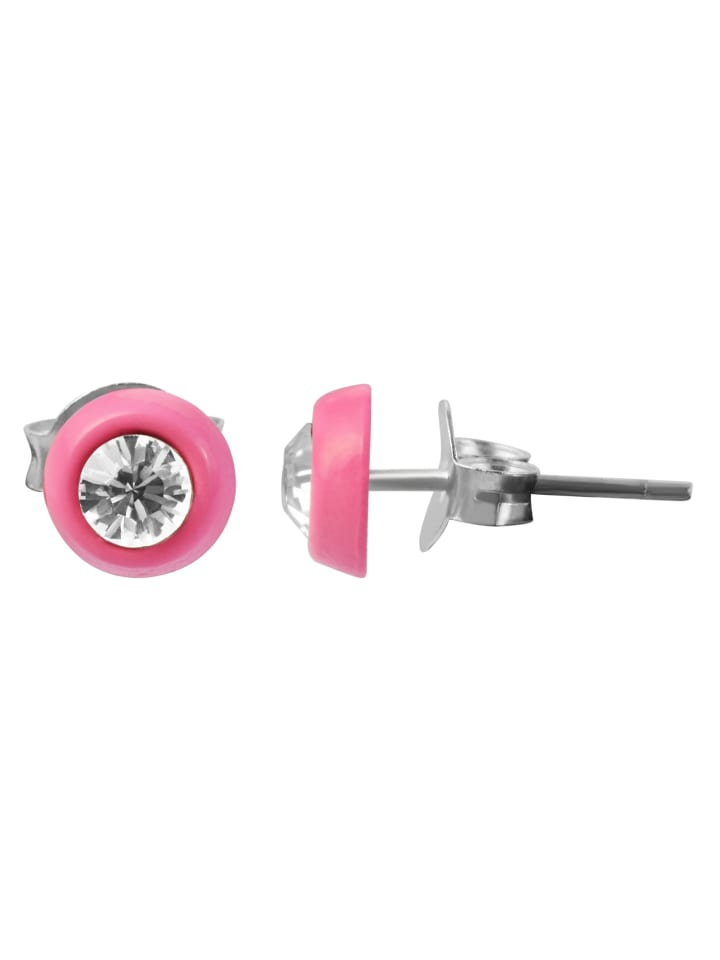 Mädchen Ohrringe – Ohrstecker aus 925 Silber mit Strass Steinchen in silber