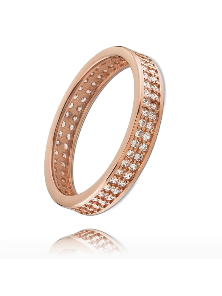 333 Rosegold - 8 Karat Damen Ringe 2-reihig Zirkonia Fingerring 54 (17,2)