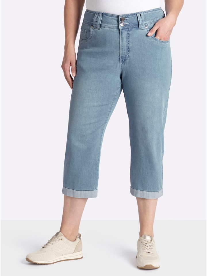 3/4-Jeans in blue-bleached