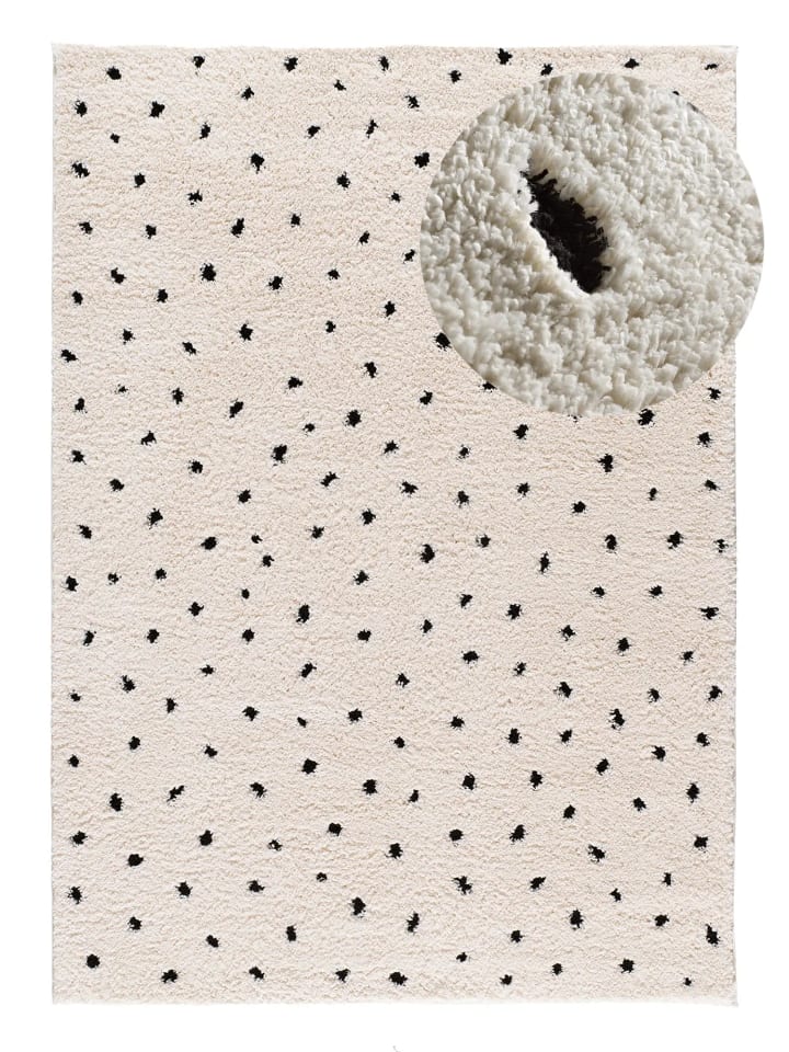 Hochflor-Teppich ATESA in weiß/schwarz