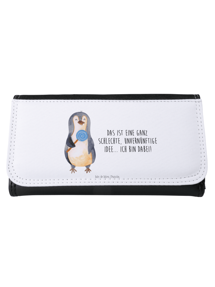 Portemonnaie Pinguin Lolli mit Spruch in Weiß