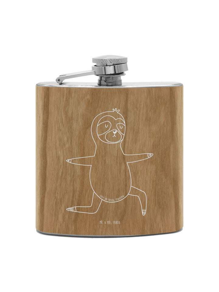 Flachmann Faultier Yoga ohne Spruch in Braun