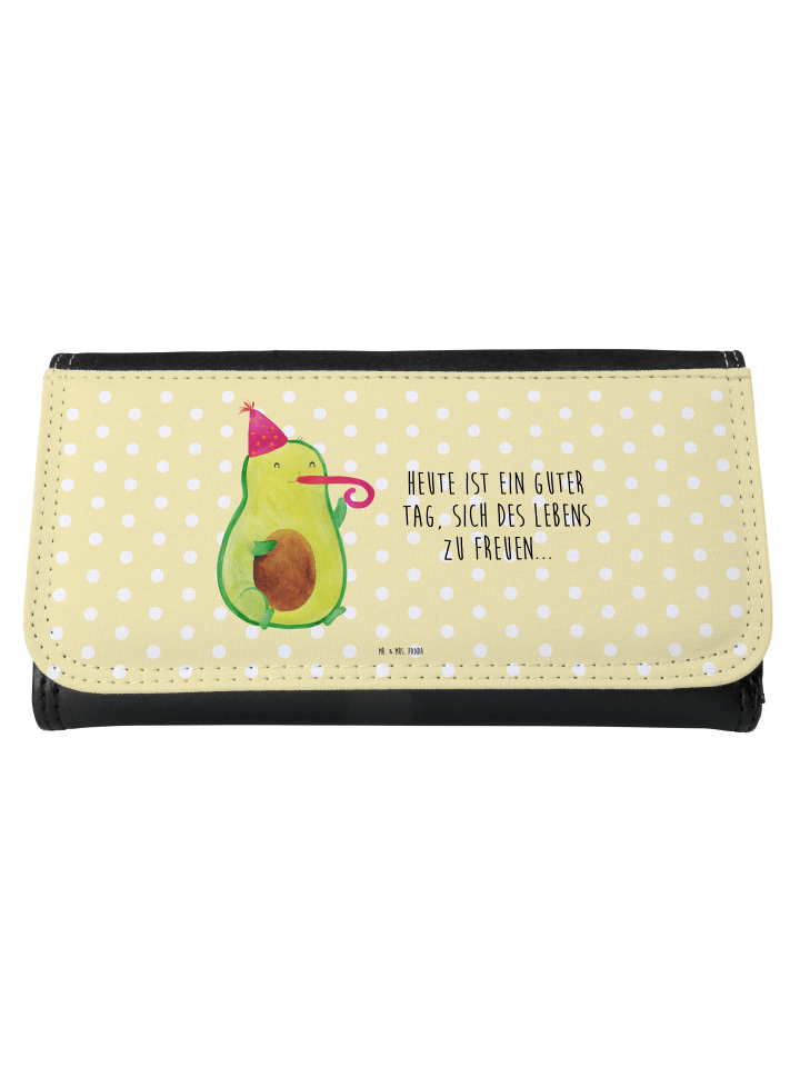 Geldbeutel Avocado Feier mit Spruch in Gelb Pastell