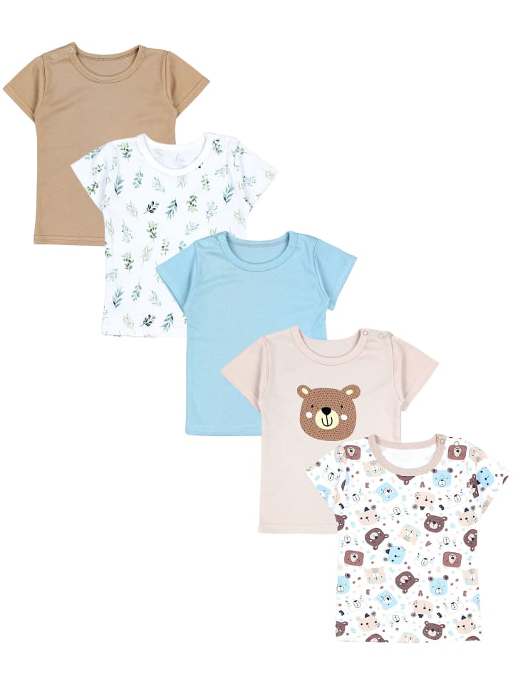 Baby Kurzarm T-Shirt 5er Set in beige Modell 3