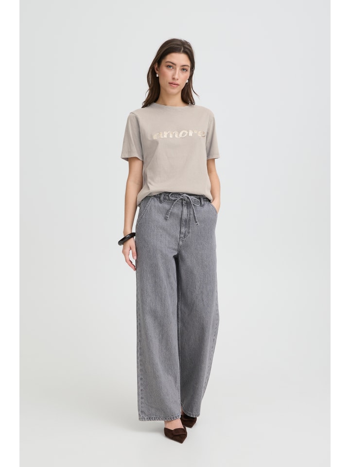 Kurzarm-Bluse BYSOLKO Relaxed fit in Gray Flannel
